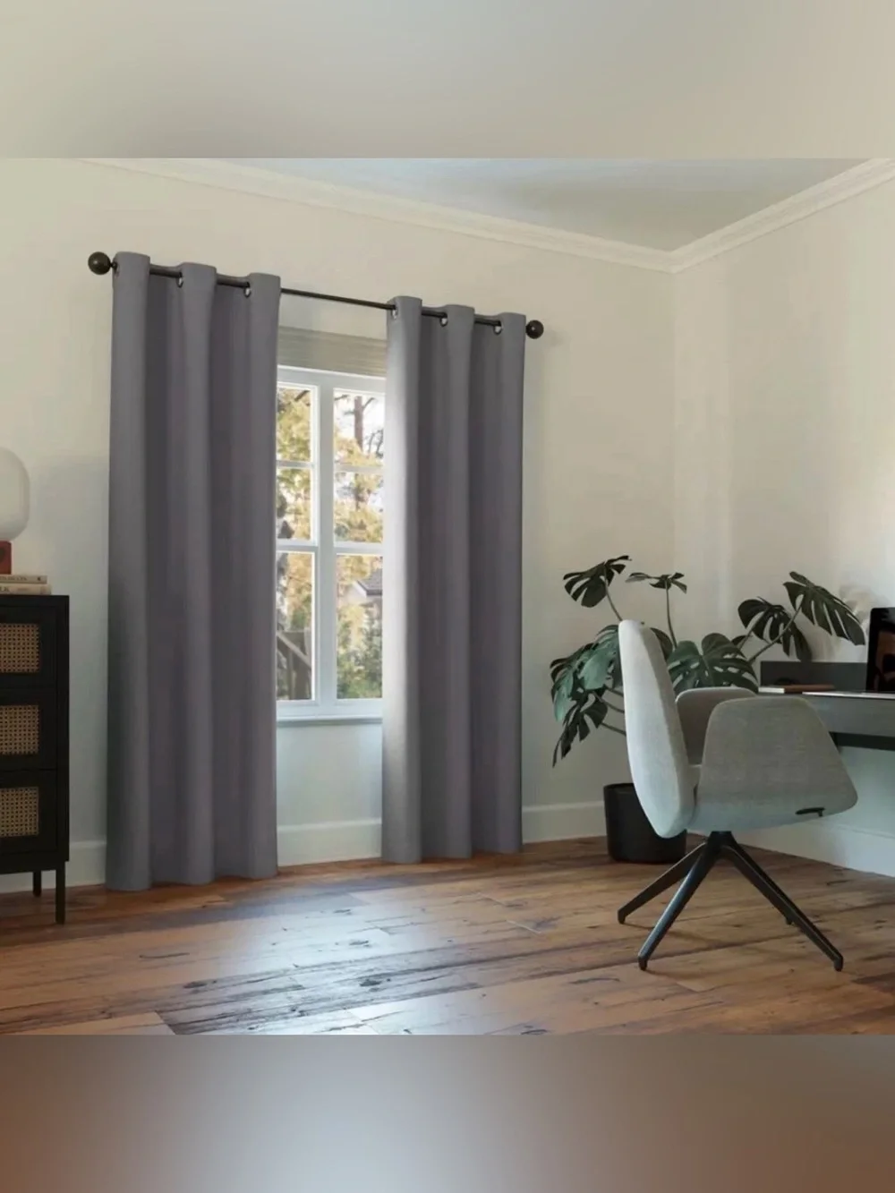 Gray Grommet Blackout Curtain Panel - Unbranded